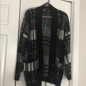 Vintage Oversized Button-up Plaid Sweater
